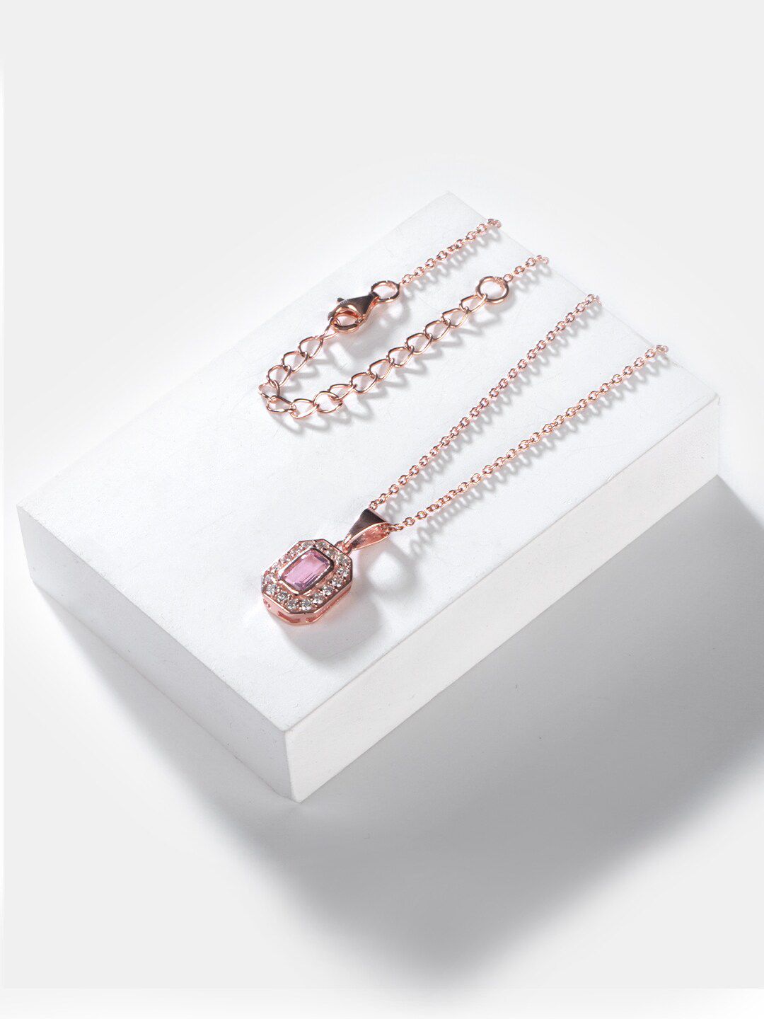 SHAYA Rose Gold & Pink Sterling Silver Rose Gold-Plated Necklace Price in India