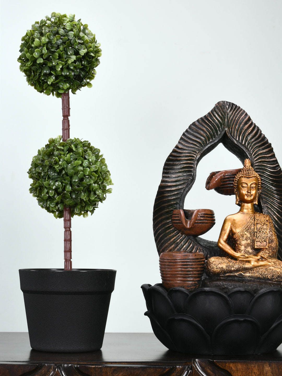 Athome by Nilkamal Green Dual Topiary Potted Plant Price in India