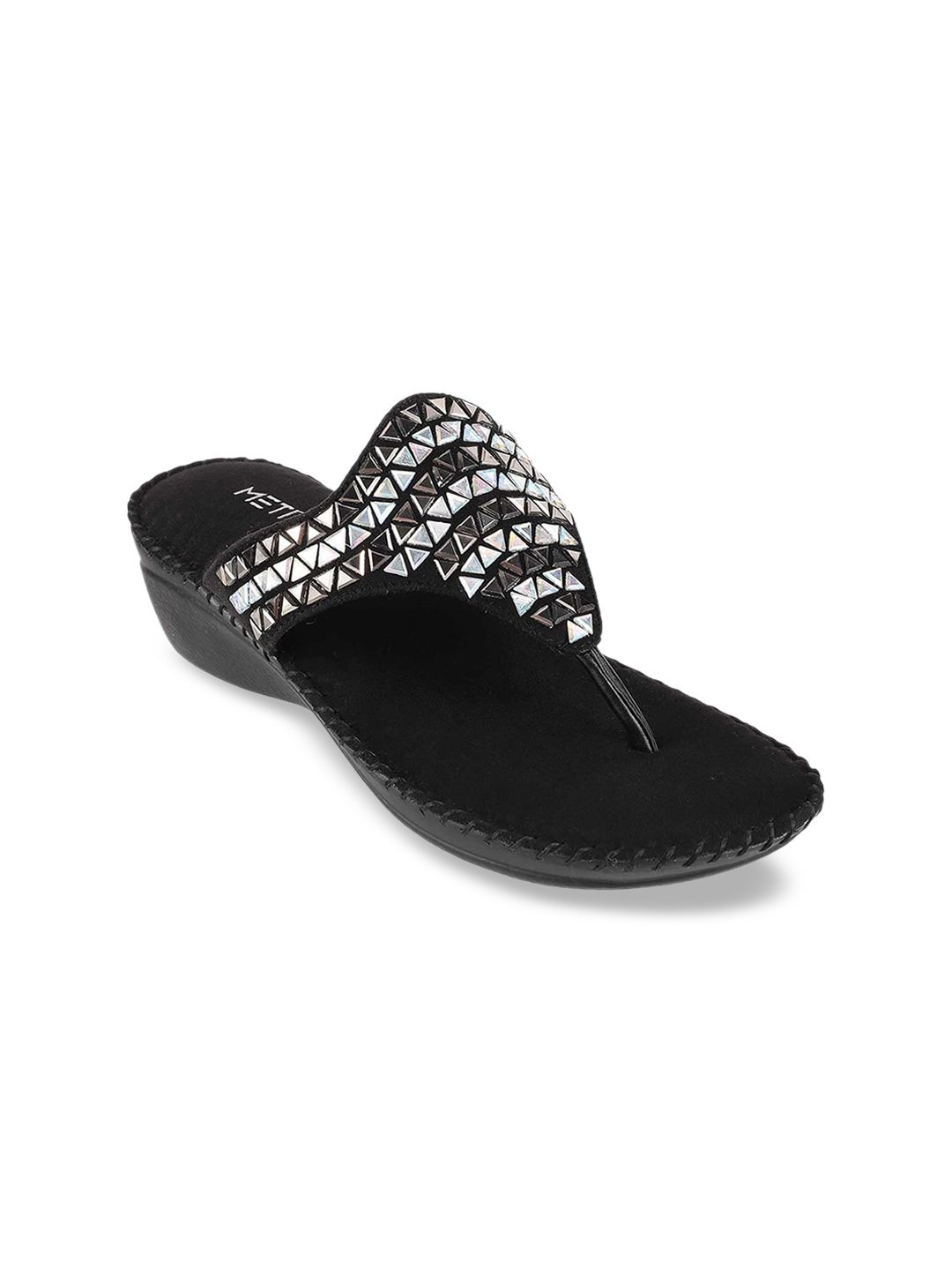 Metro Black Embellished Wedge Heel Price in India