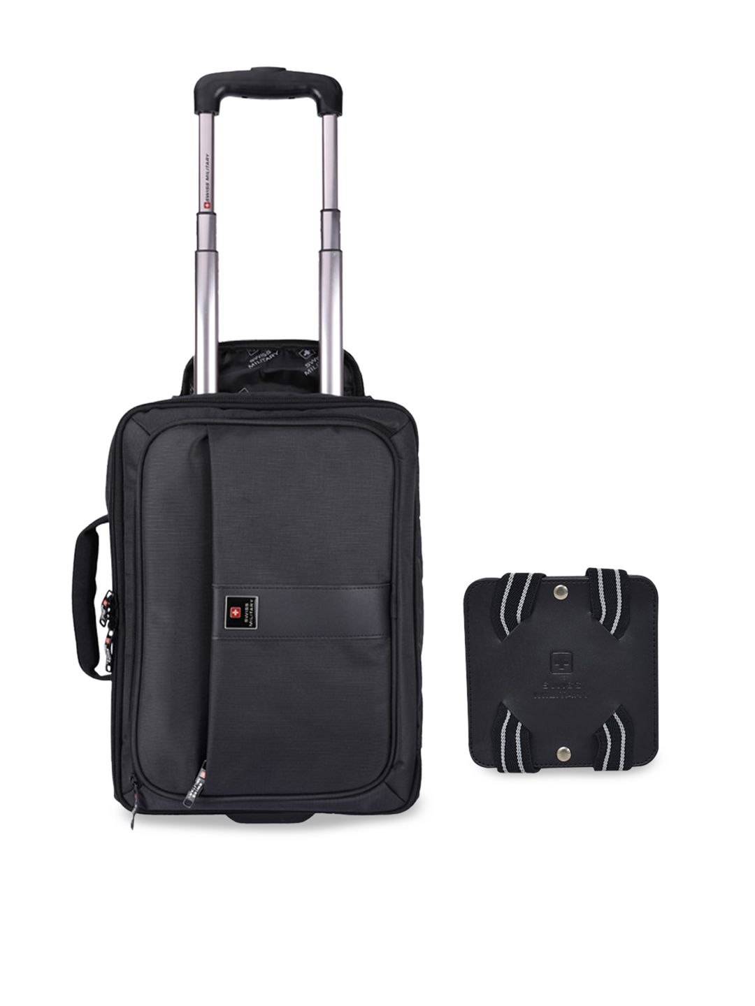 SWISS MILITARY Black Softsided Briefcase & Travel Luggage Belt Combo Pack Price in India