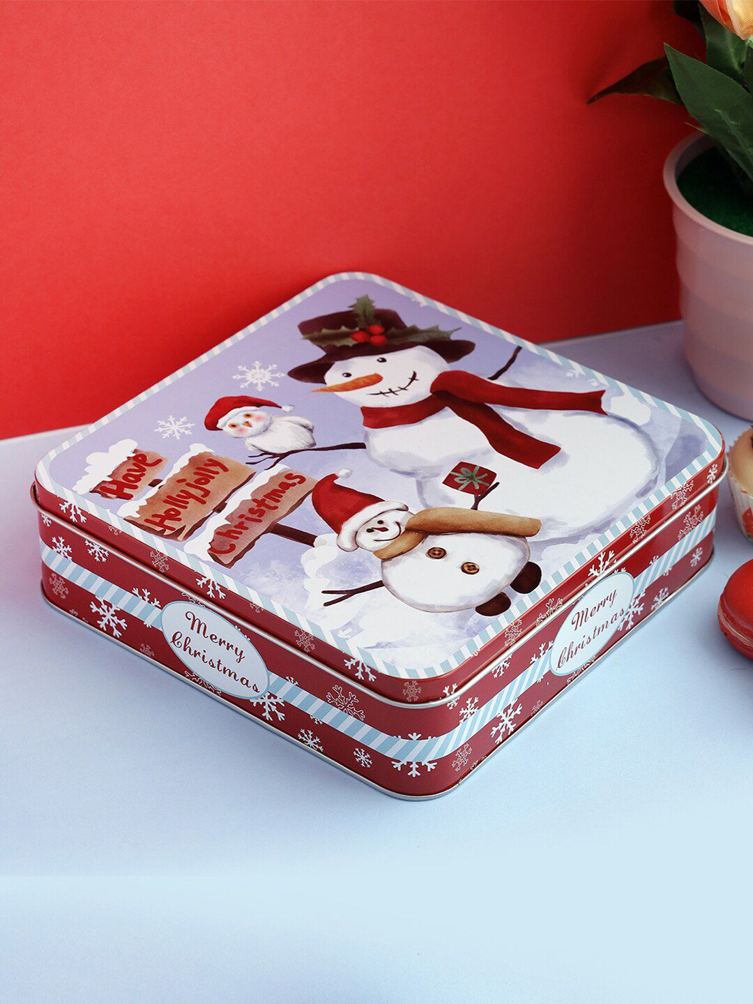 A Vintage Affair- Home Decor White & Red Spooky Snowman Christmas Food Container Price in India