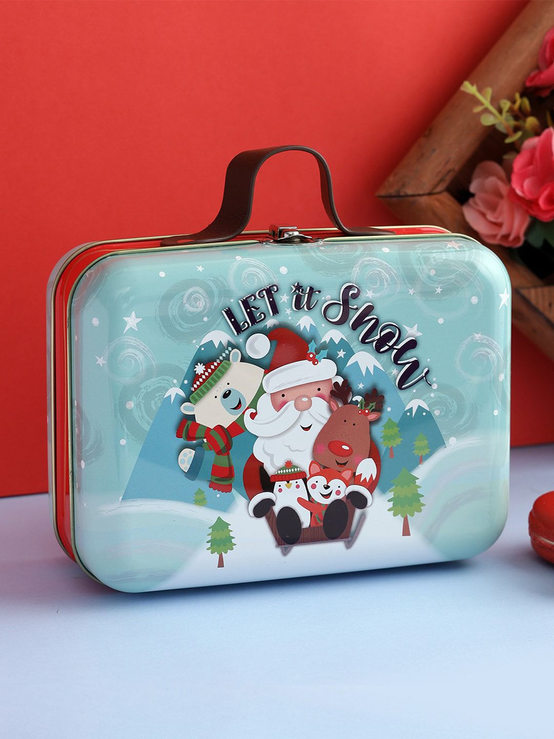 A Vintage Affair- Home Decor Blue Cute Christmas Trunk Box Price in India