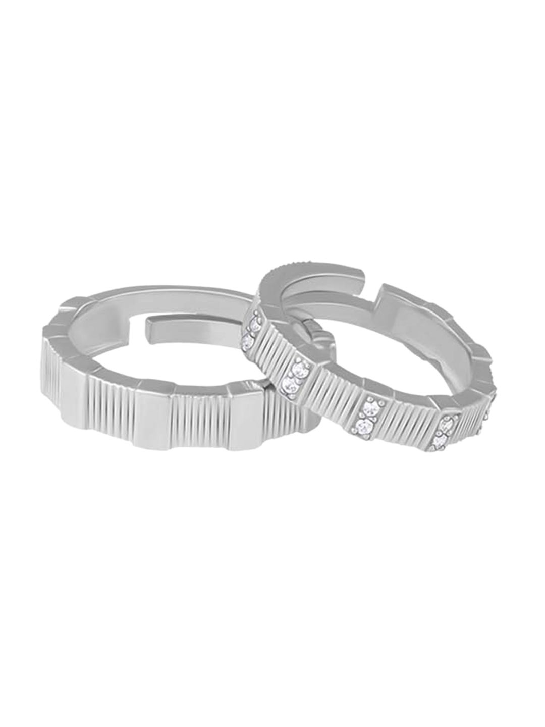 GIVA Unisex 925 Sterling Silver Rhodium-Plated Set of 2 Fair Love Couple Rings Price in India