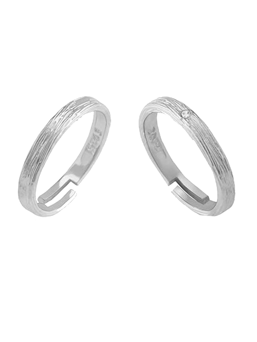 GIVA 925 Sterling Silver Rhodium-Plated Heart Song Couple Rings Price in India