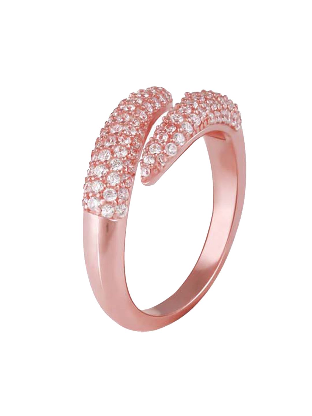 GIVA Rose Gold-Plated White CZ-Studded Finger Ring Price in India