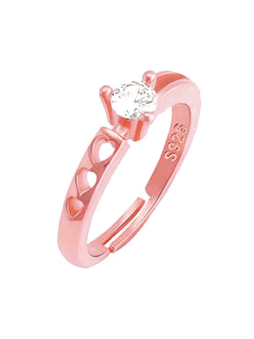 GIVA Rose-Gold-Plated & White CZ-Studded Bliss Finger Ring Price in India