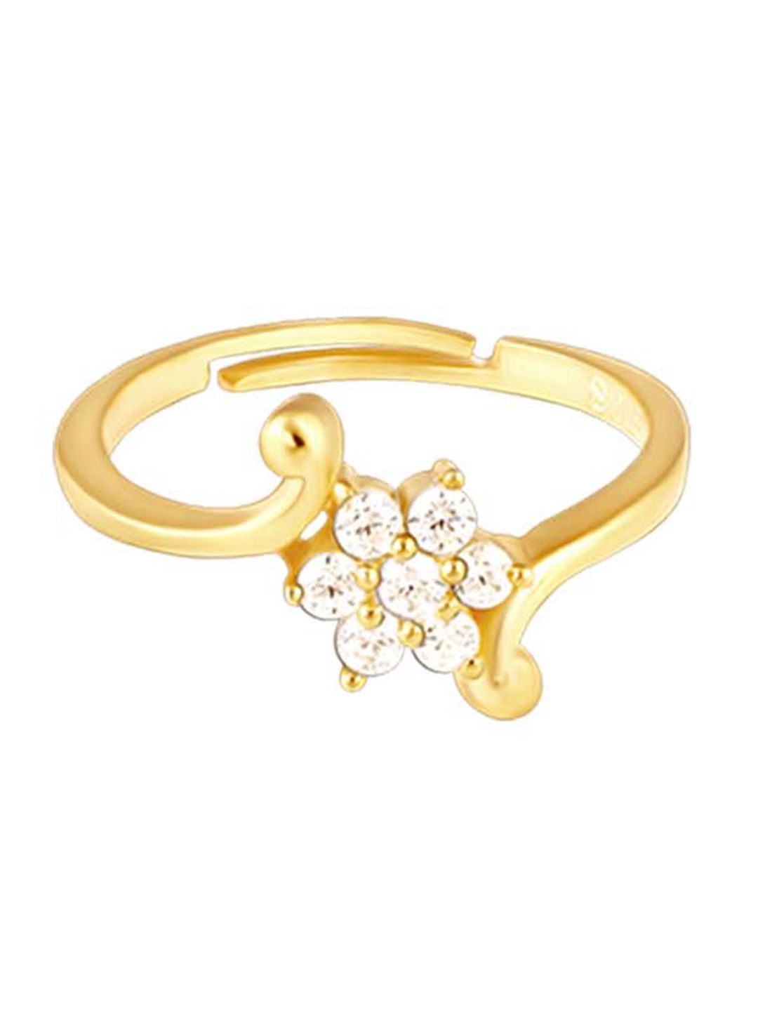 GIVA Women 925 Sterling Silver Gold-Plated White CZ-Studded Finger Ring Price in India