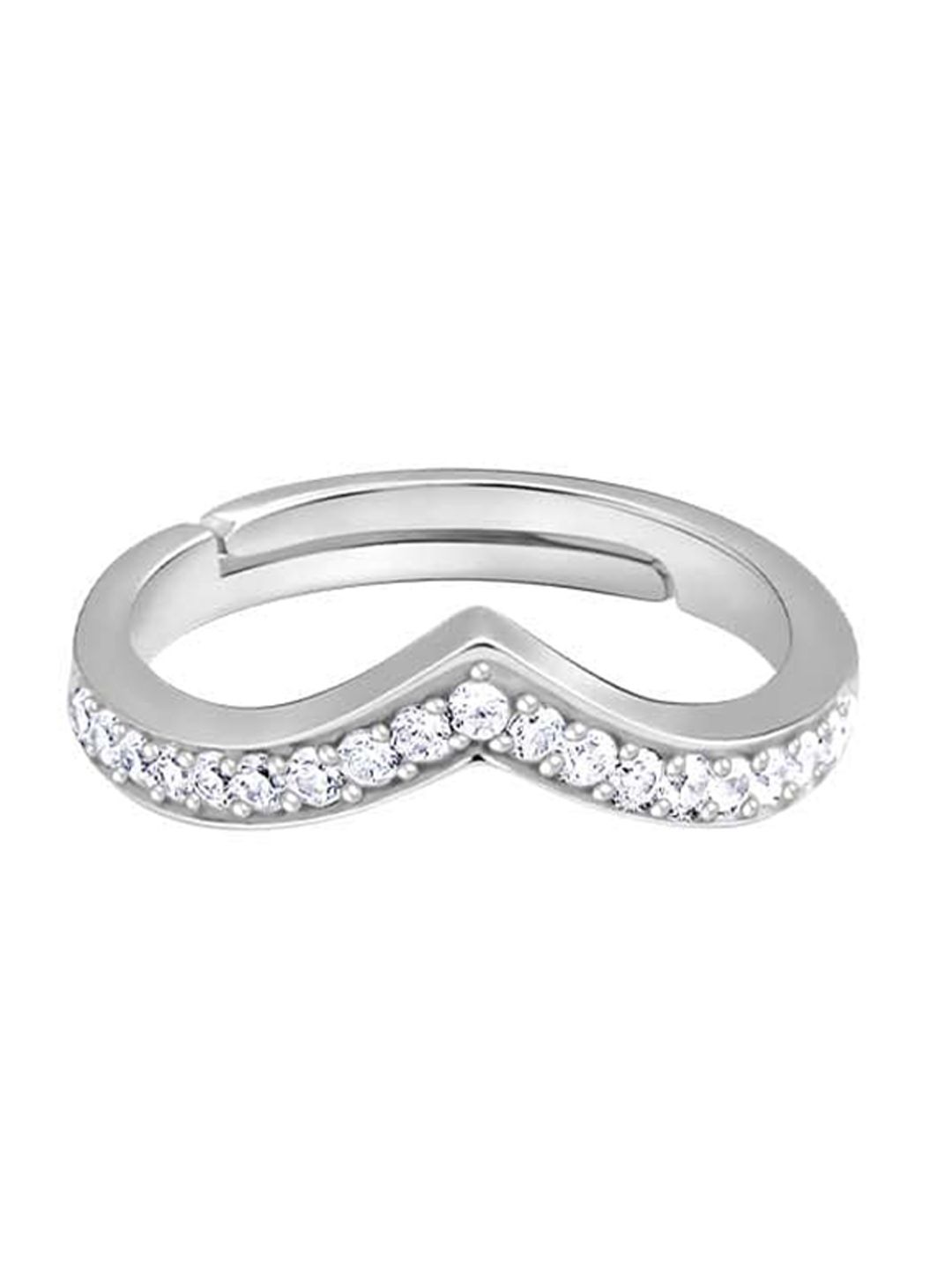 GIVA 925 Sterling Silver Rhodium-Plated White CZ Studded Finger Ring Price in India