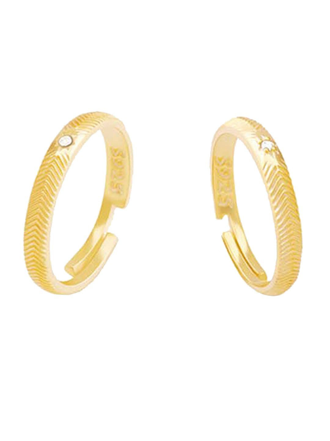 GIVA Gold-Plated Zirconia Stone-Studded Worth The Love Couple Rings Price in India