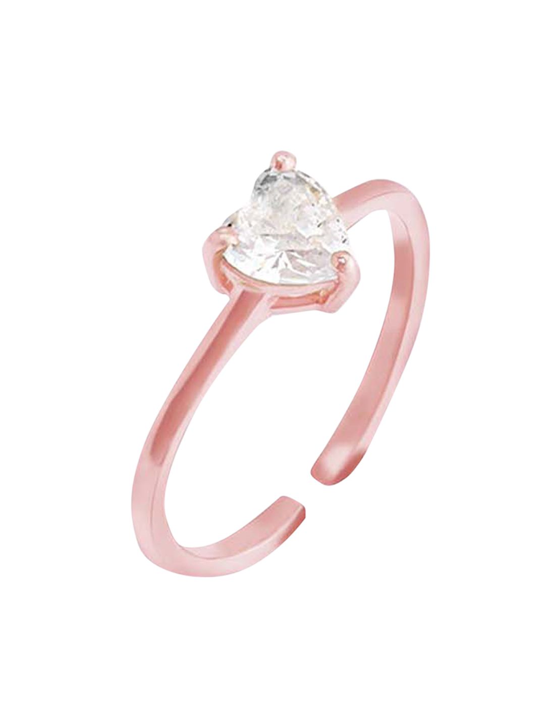 GIVA 925 Sterling Silver Rose Gold-Plated & CZ Studded Finger Ring Price in India