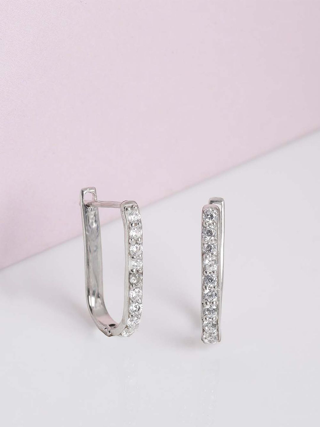 GIVA Silver-Toned Contemporary Studs Earrings Price in India