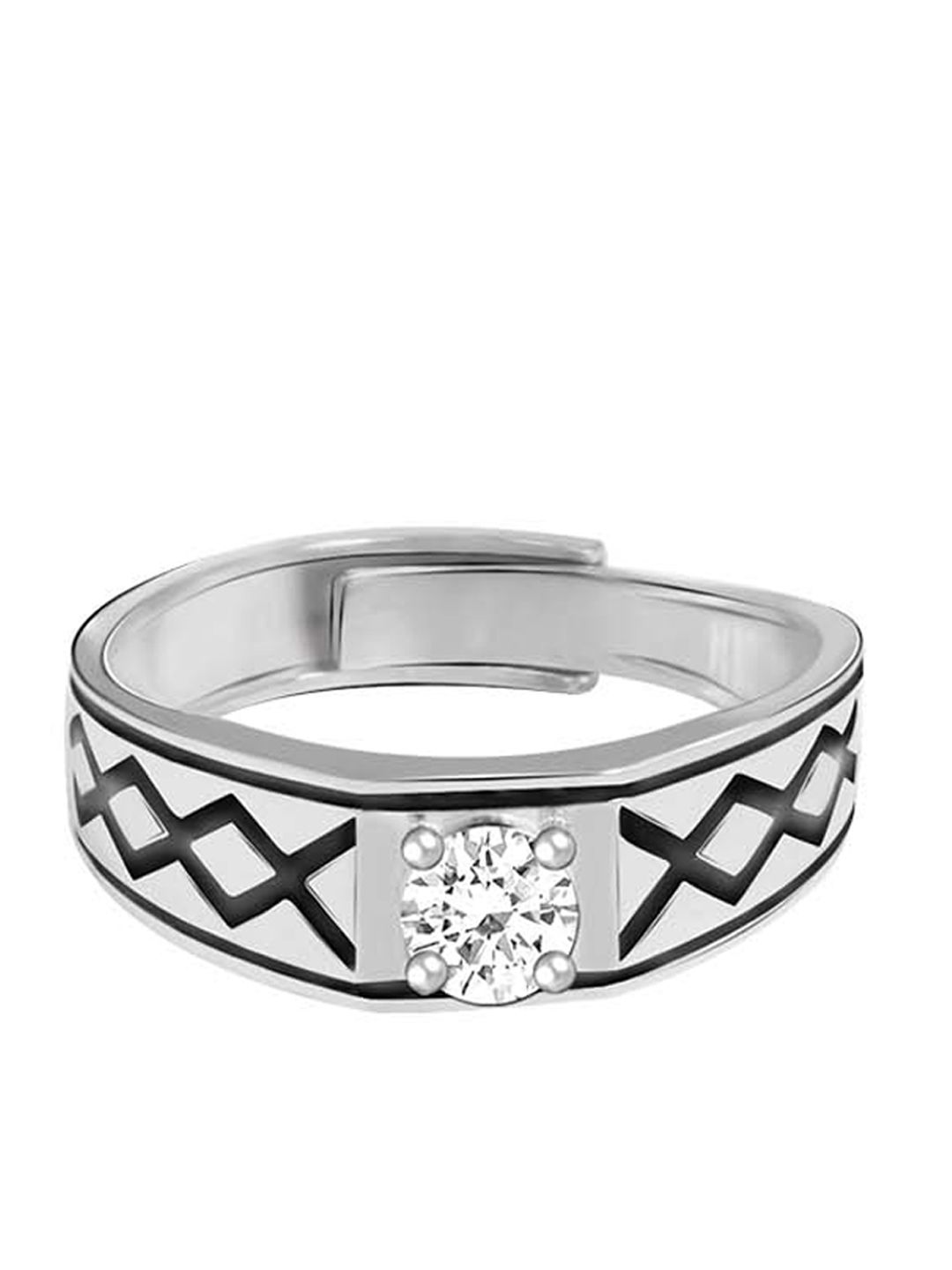 GIVA 925 Sterling Silver Rhodium-Plated White CZ-Studded Adjustable Finger Ring Price in India