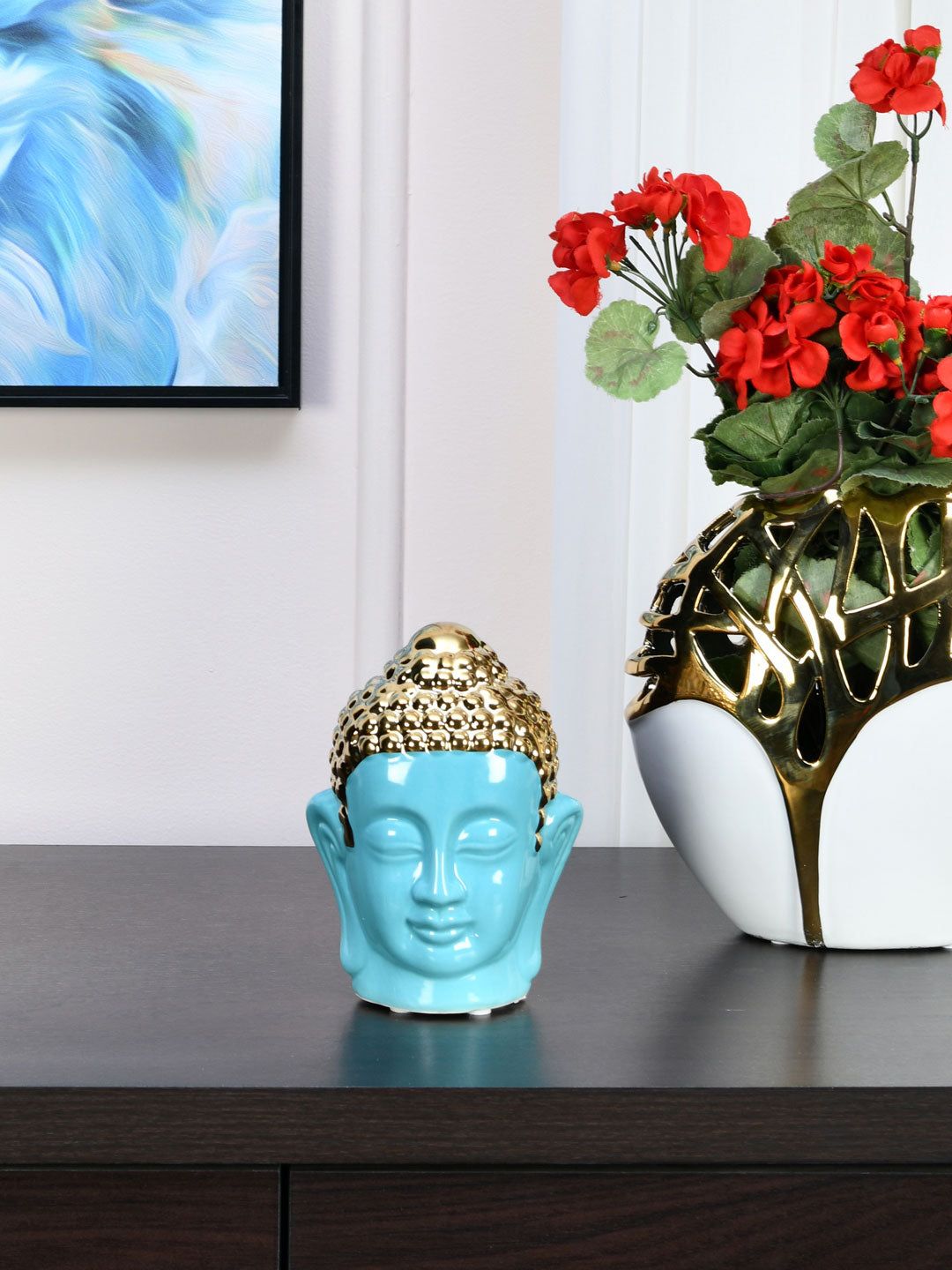 Athome by Nilkamal Blue Buddha Face Showpieces Price in India