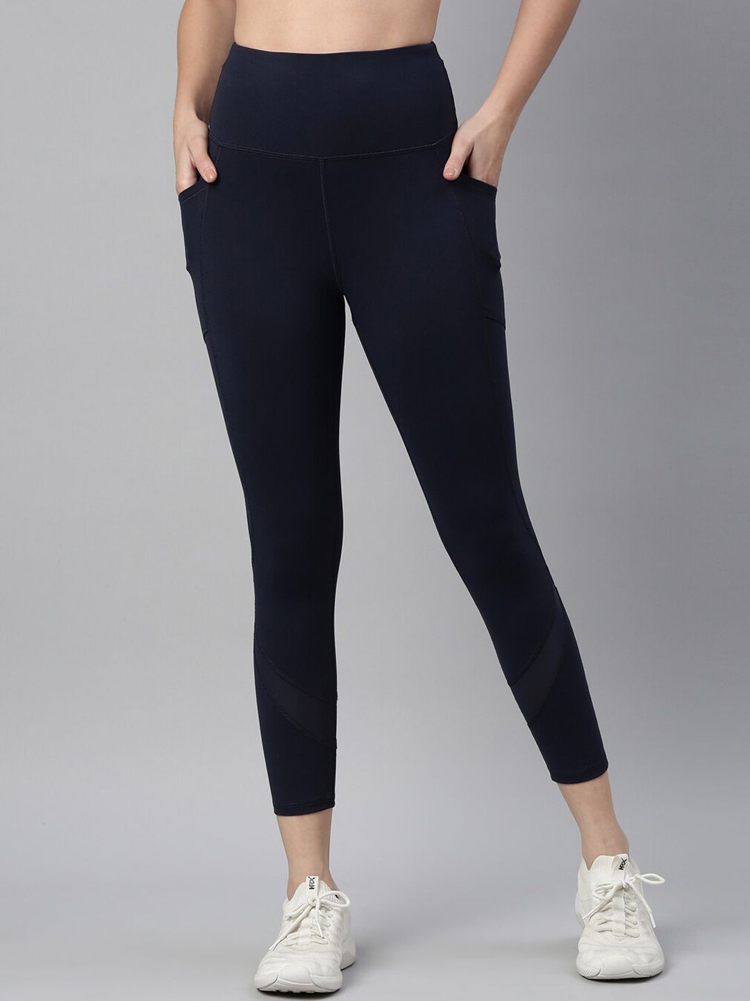Enamor Women Navy Blue High-Waist Dry Fit Tights Price in India
