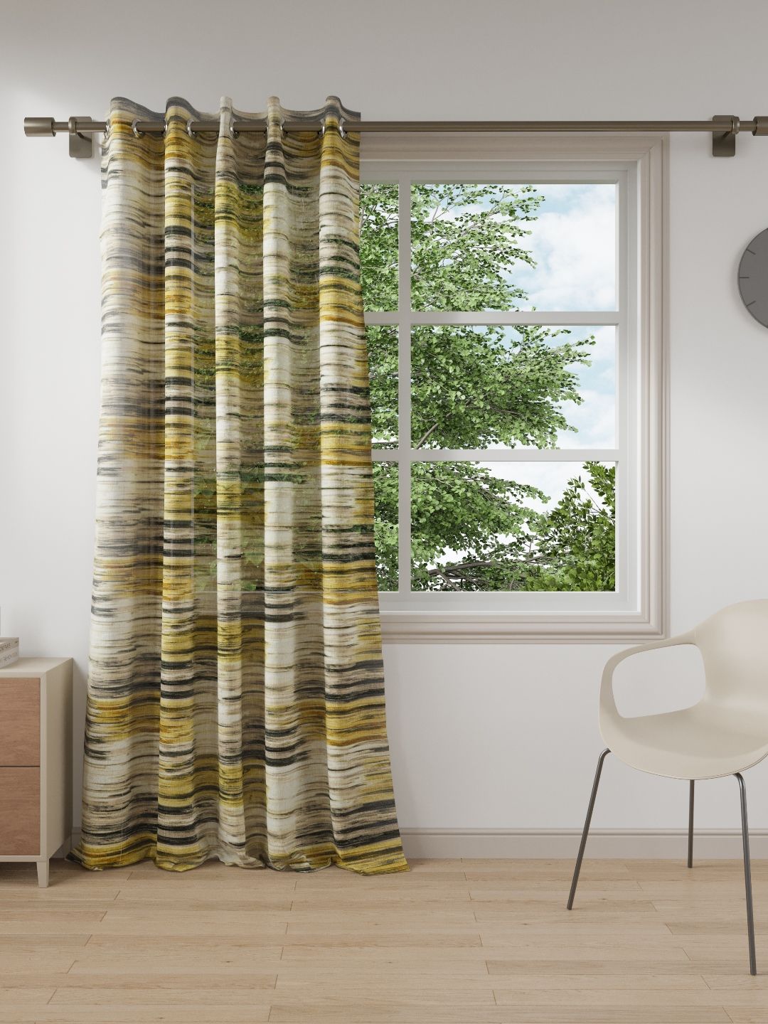DDecor Yellow Geometric Printed Long Door Curtains
