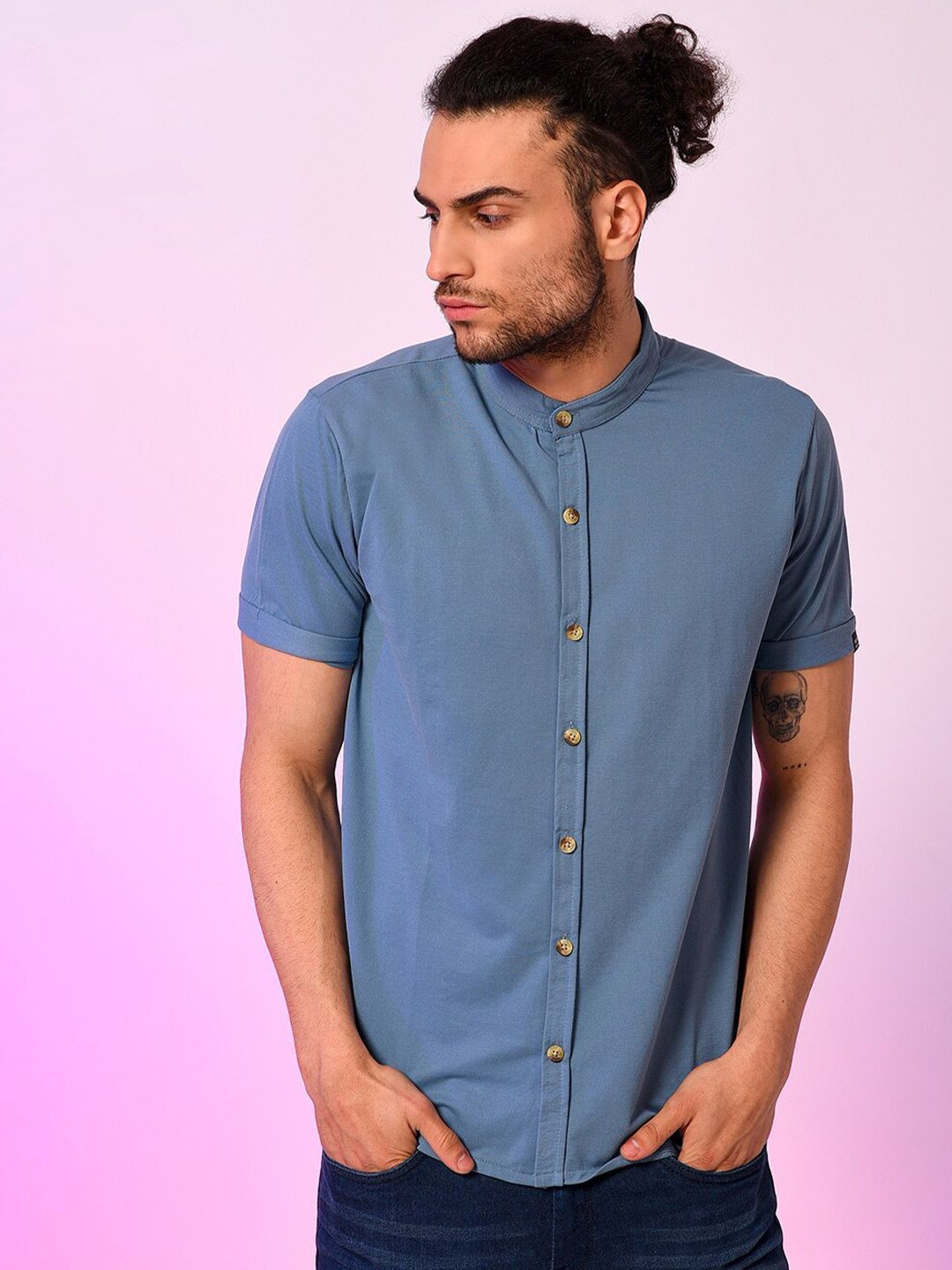 CAHOOT Men Teal Classic Casual Shirt