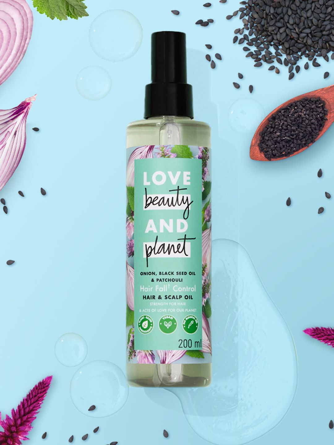 Love Beauty & Planet Onion Black Seed & Patchouli Hair Fall Control Hair Oil - 200ml Price in India