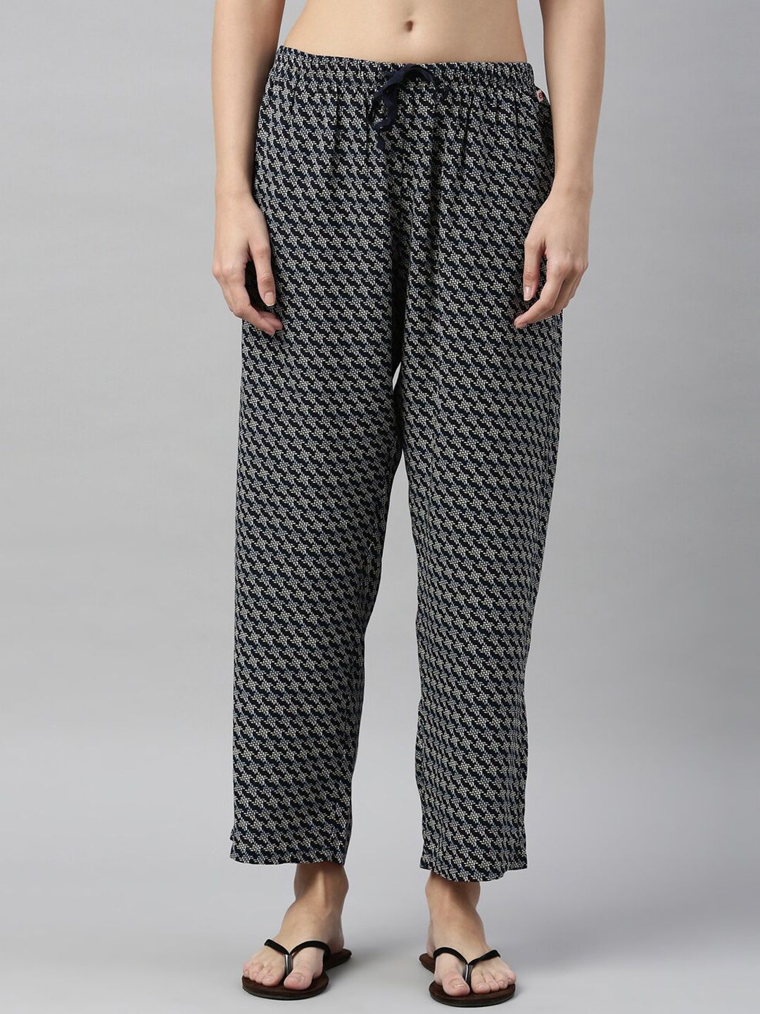 Enamor Women Navy Blue Printed Lounge Pants Price in India