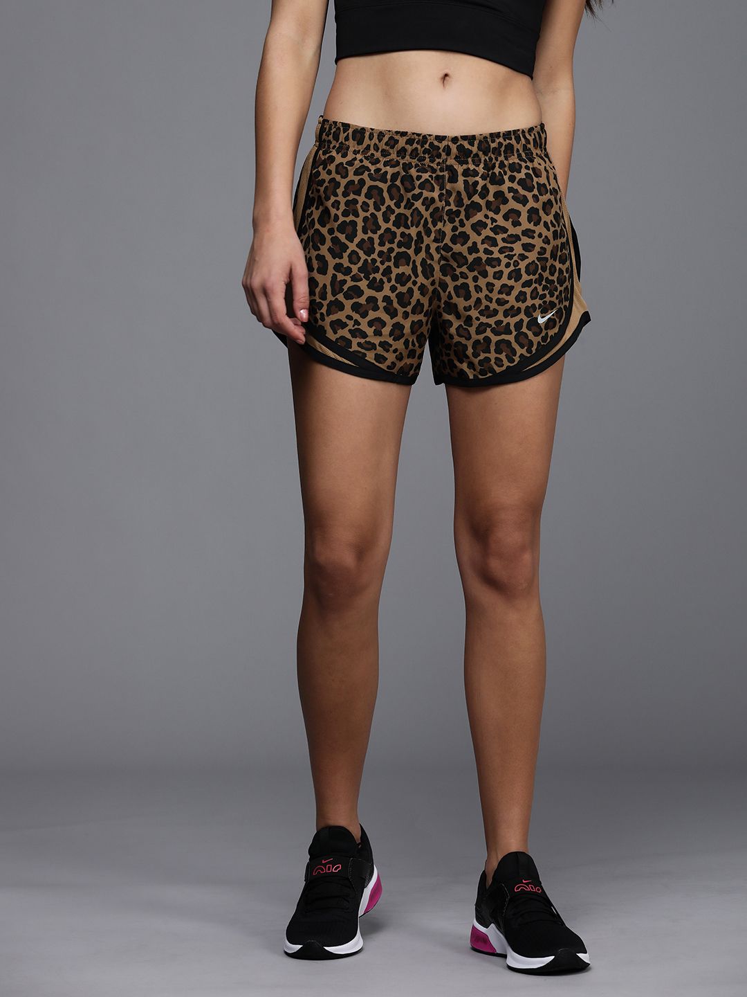 Nike Women Brown Animal Printed Running Shorts Price in India