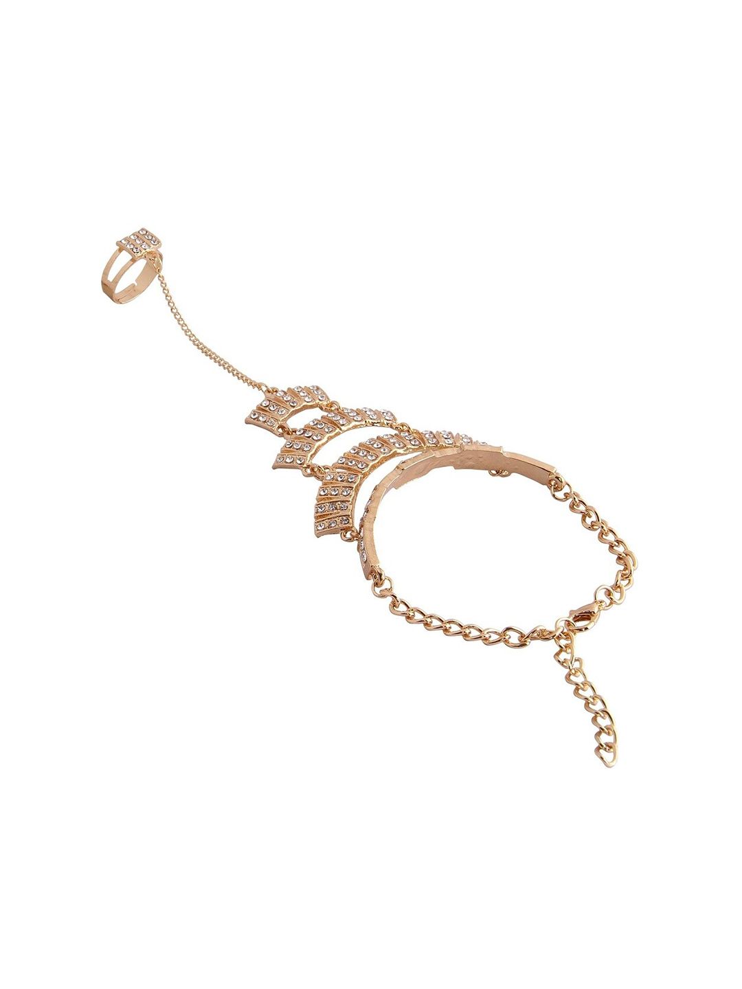 Crunchy Fashion Women Gold-Toned & White Gold-Plated Ring Bracelet Price in India