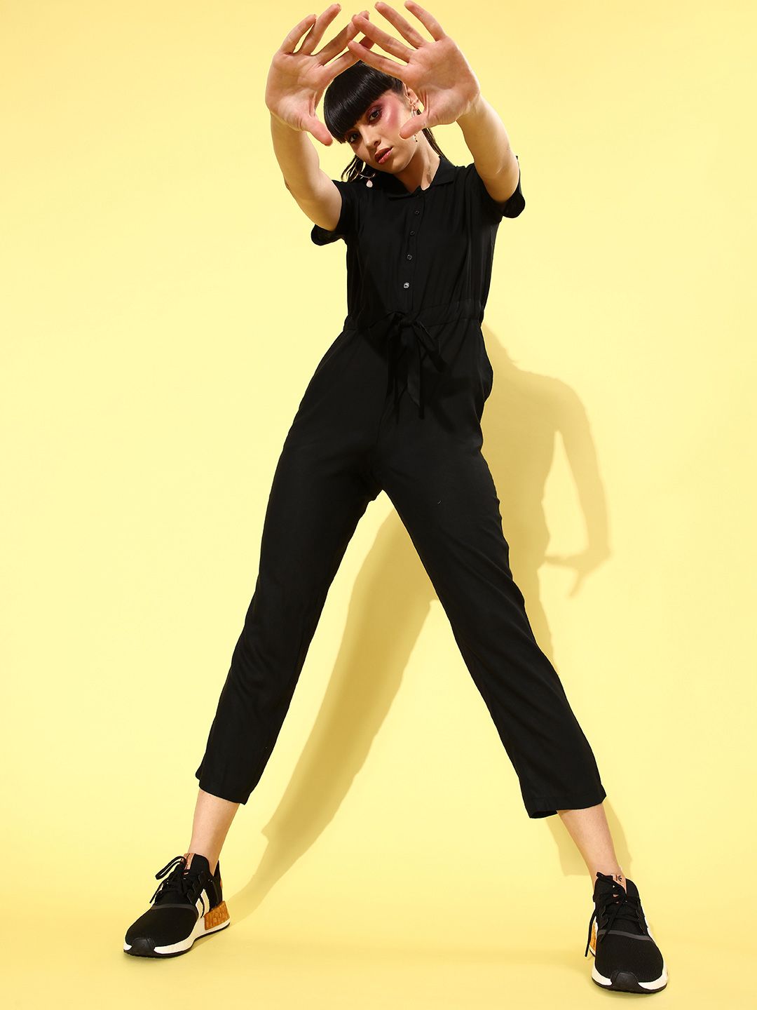 Popnetic Women Black Solid All In The Details Jumpsuit Price in India