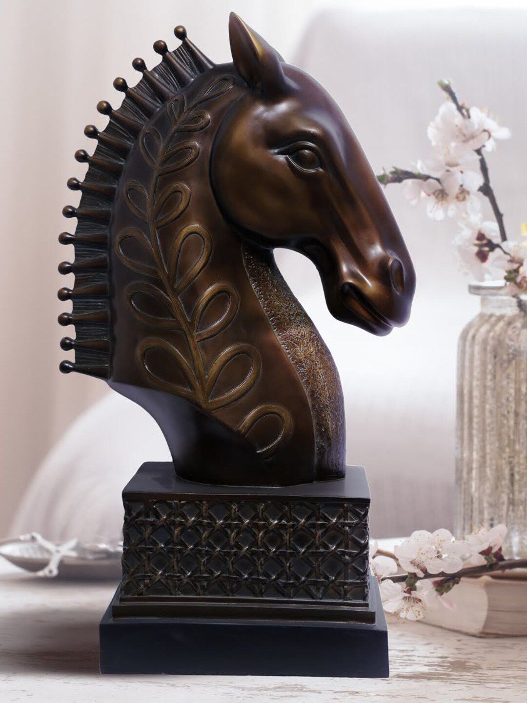THE WHITE INK DECOR Brown Horse Statue Showpiece Price in India