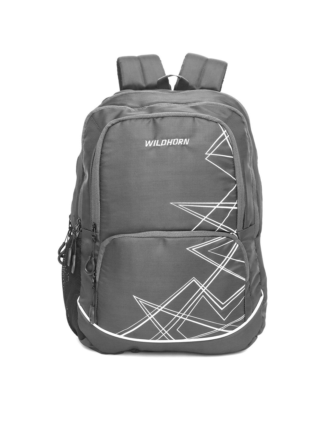 WildHorn Unisex Grey Geometric 17 Inch Laptop Backpack with Compression Straps Price in India