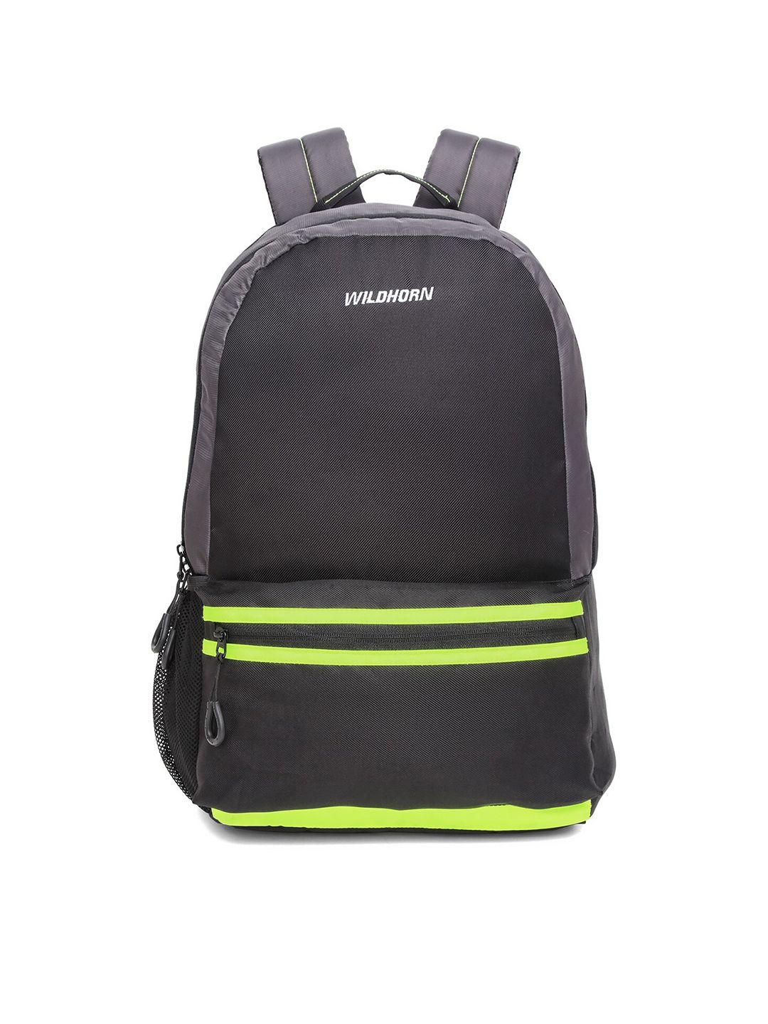 WildHorn Unisex Black & Grey Colourblocked Backpack with Compression Straps Price in India