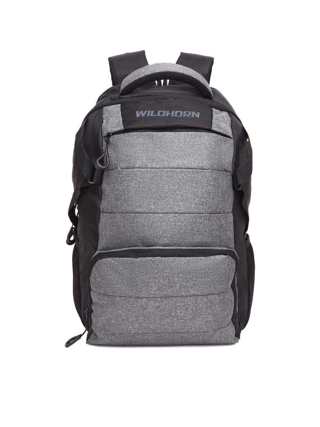 WildHorn Unisex Grey & Black Colourblocked 17 Inch Laptop Backpack with Compression Straps Price in India