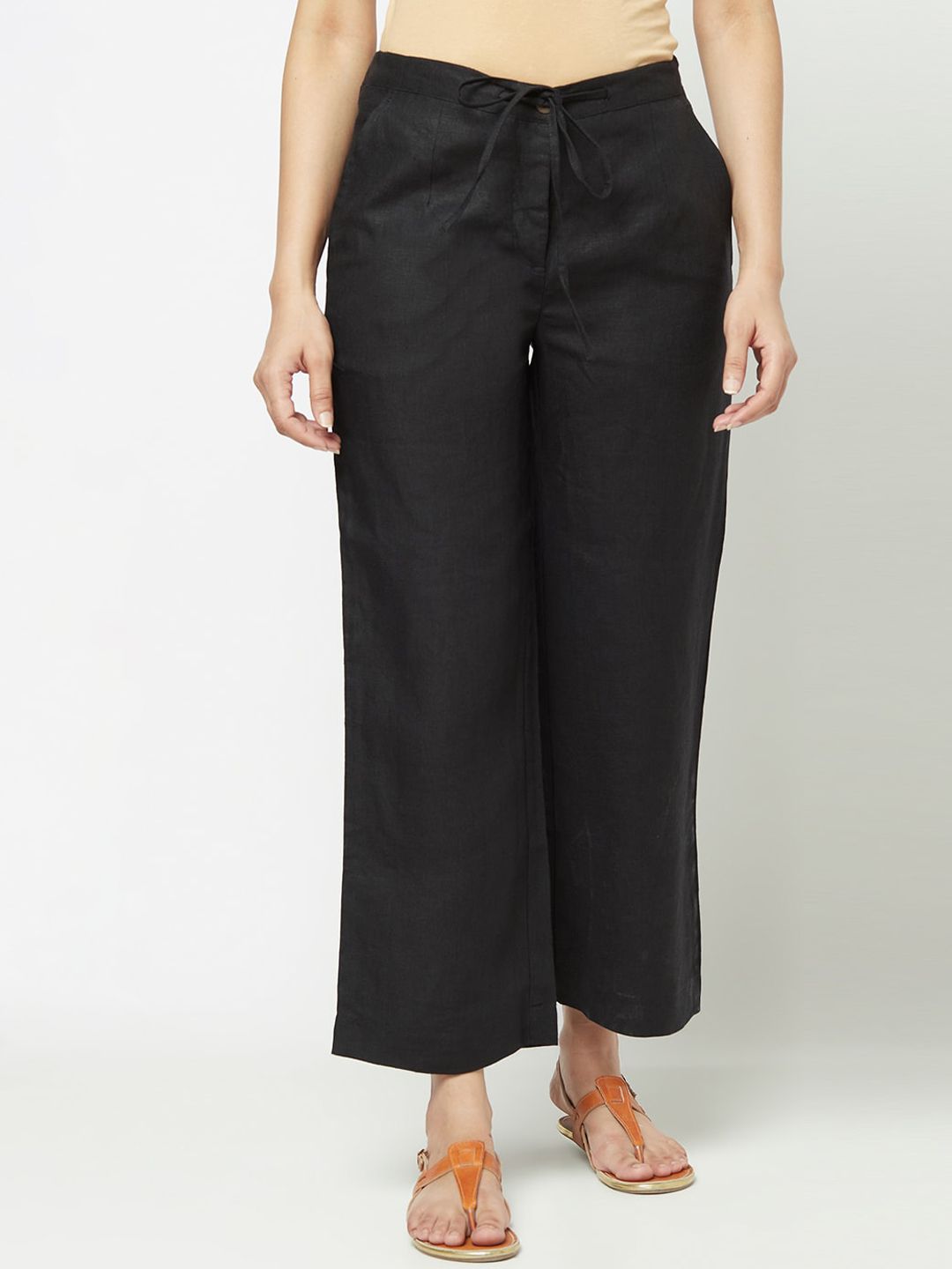 Fabindia Women Black Flared Trousers Price in India