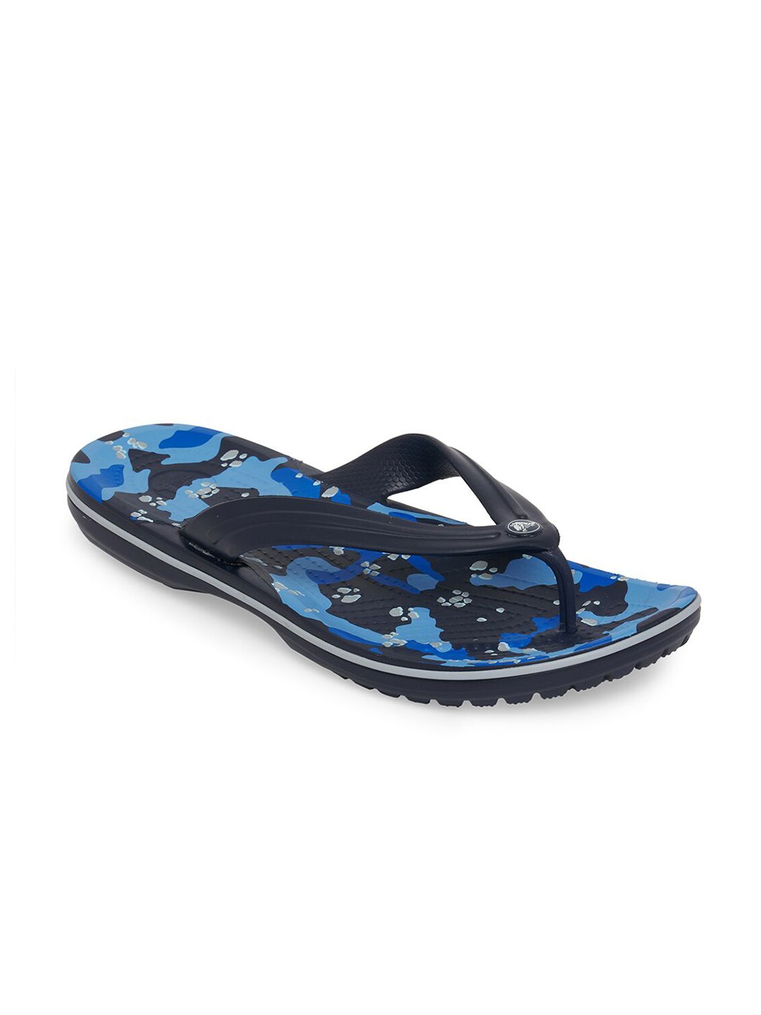 Crocs Unisex Navy Blue & Black Printed Croslite Slip-On Flip Flops Price in India