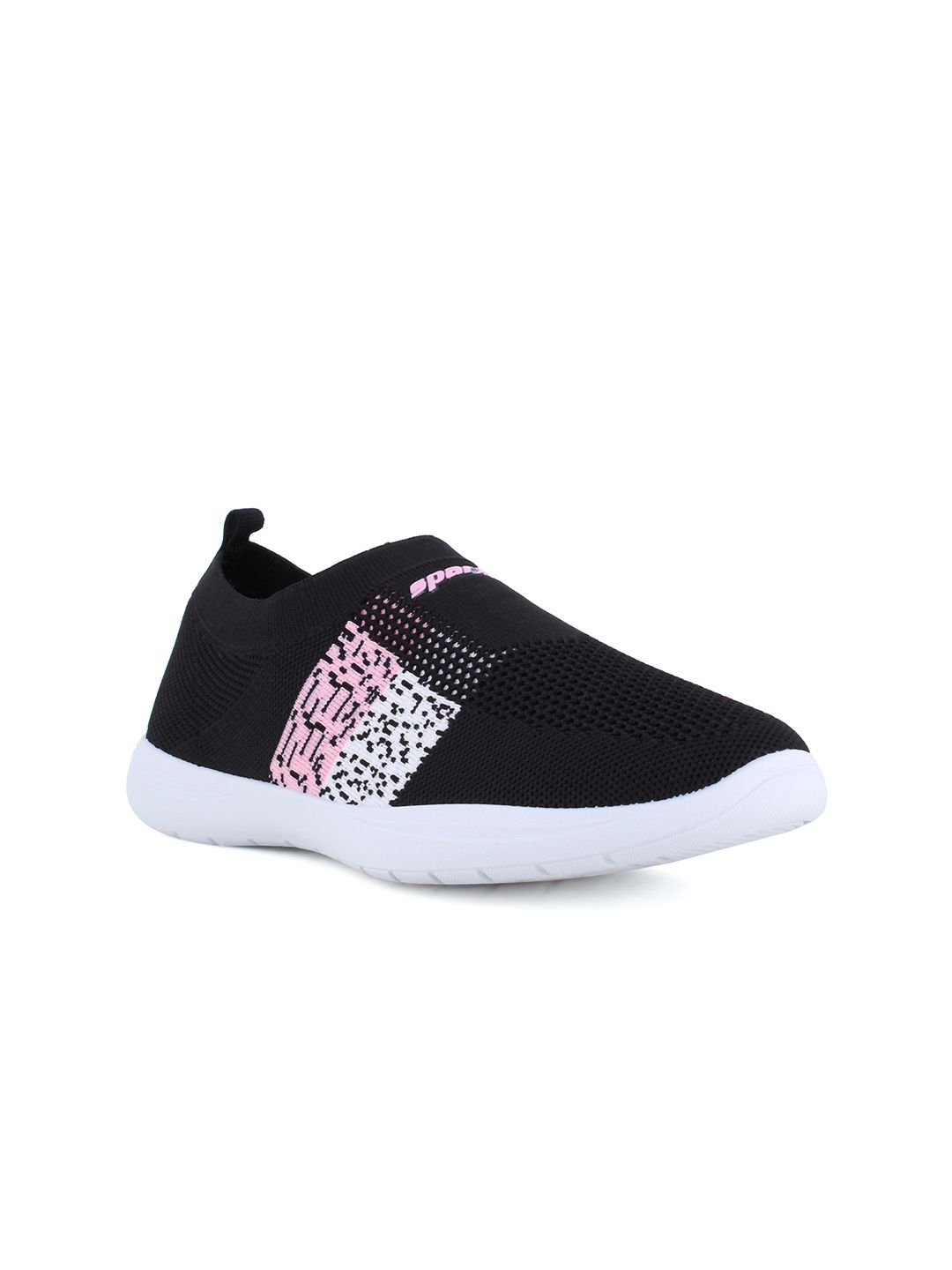 Sparx Women Black Woven Design Slip-On Sneakers Price in India