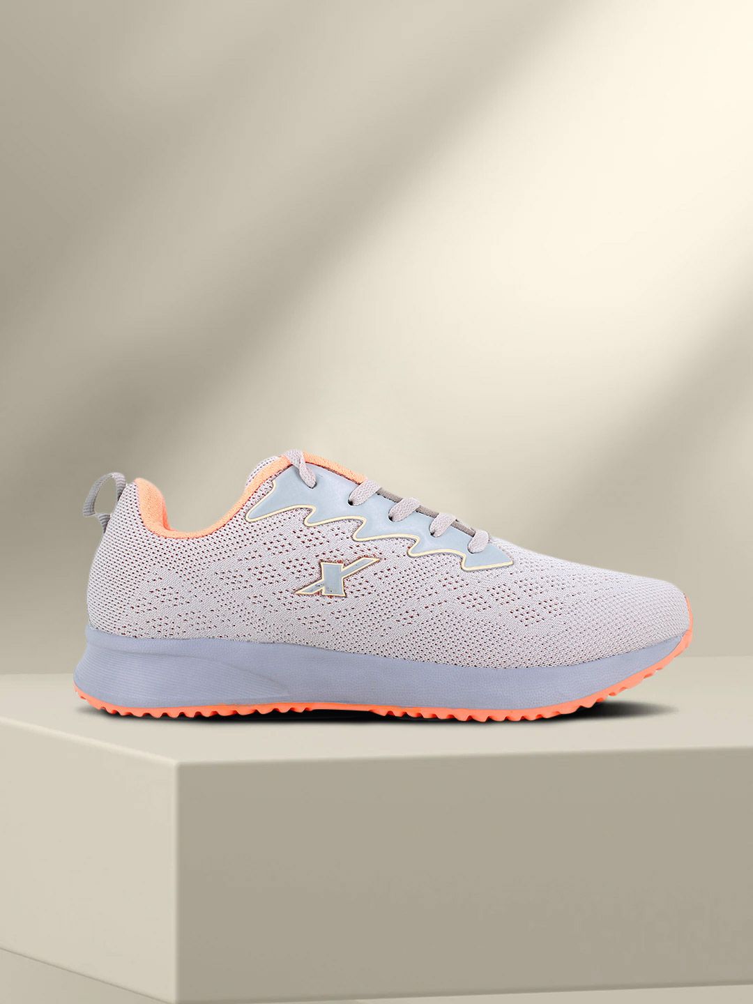 Sparx Women Grey & Peach Mesh Running Shoes Price in India
