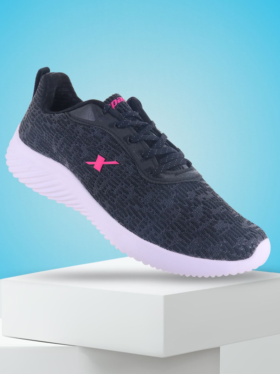 Sparx Women Black & Magenta Mesh Non-Marking Running Shoes