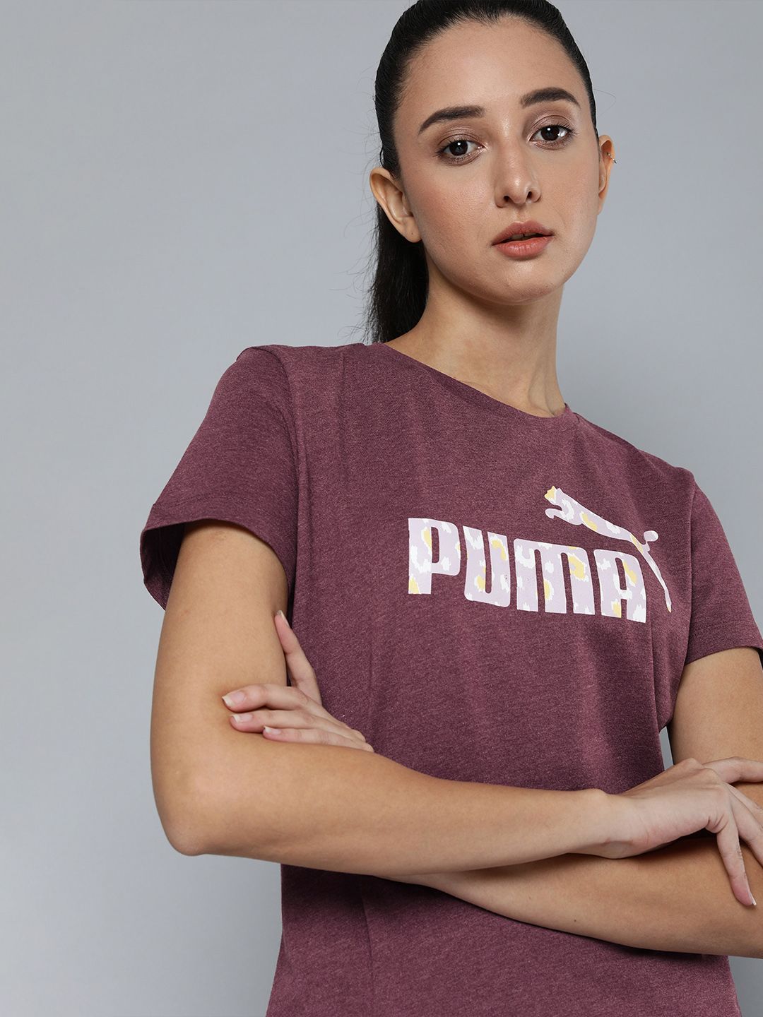 Puma Women Purple Brand Logo Printed Sports T-shirt Price in India
