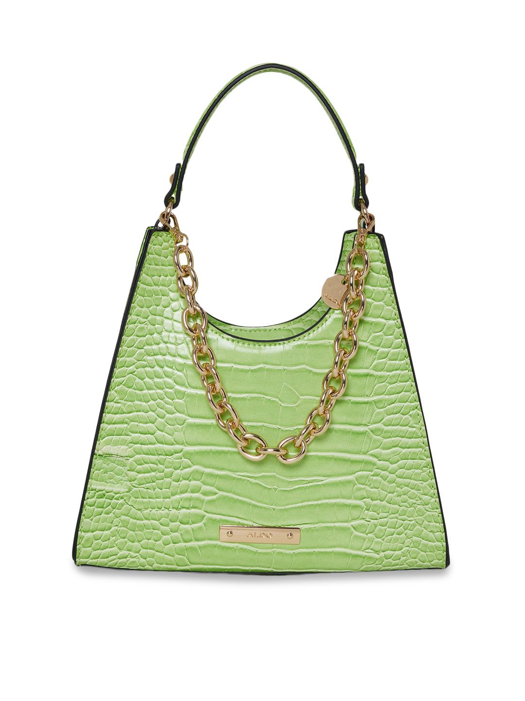 ALDO Women Light Green Textured Structured Handheld Bag Price in India