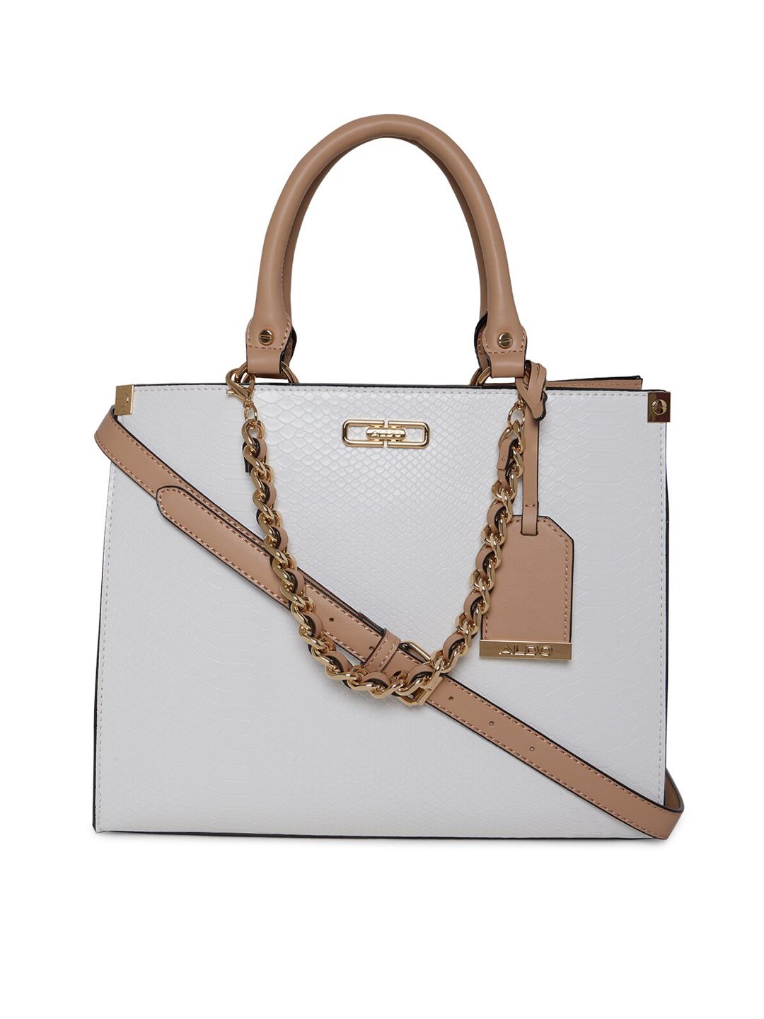 ALDO White Textured Swagger Handheld Bag Price in India