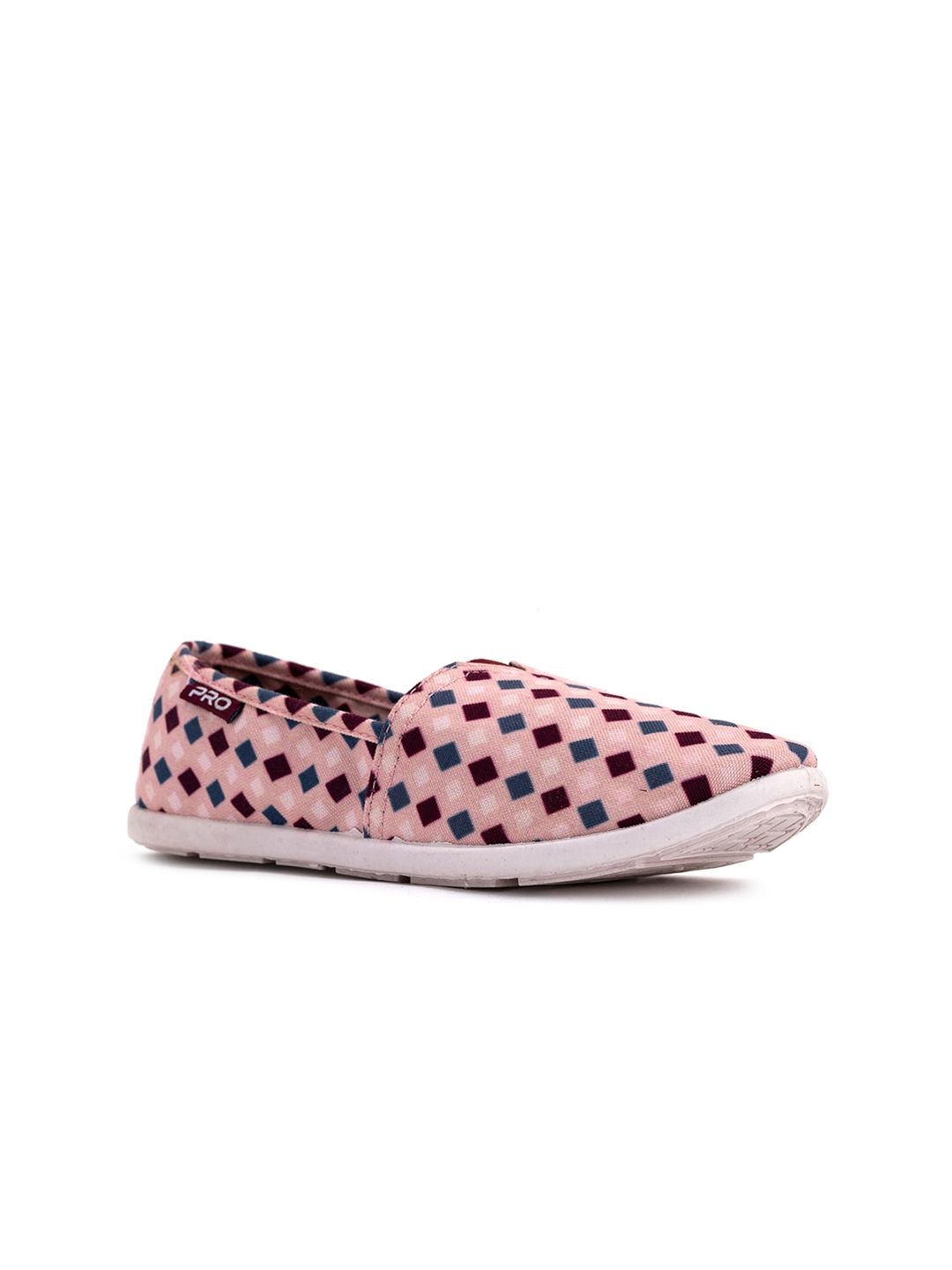 Khadims Women Pink & Blue Geometric Printed Slip-On Sneakers Price in India