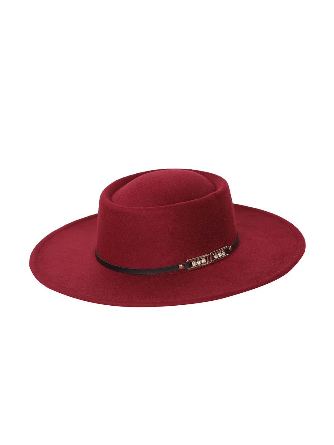 FabSeasons Women Maroon Solid Wide Brim Floppy Fedora Hat Price in India