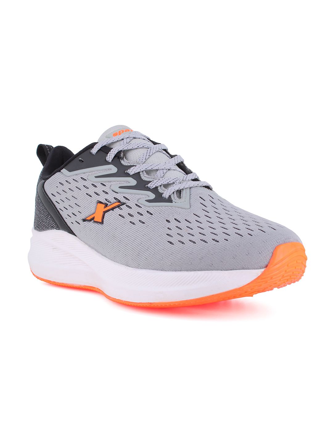 Sparx Men Grey & Orange Mesh Running Non-Marking Shoes