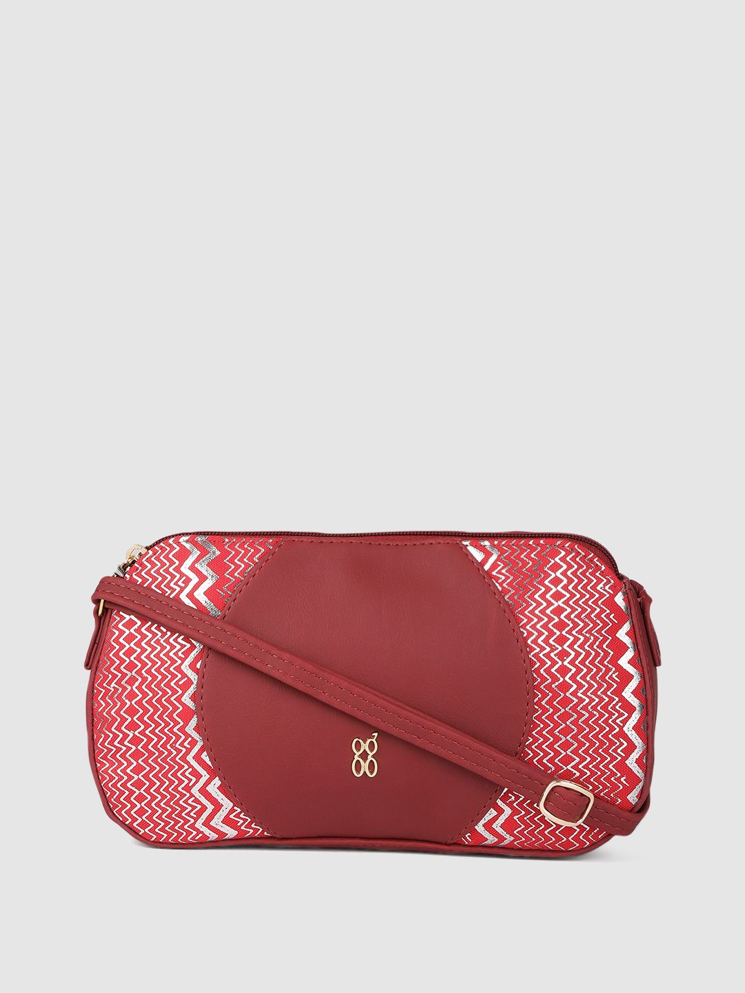 Baggit Red Chevron Printed Structured Sling Bag Price in India