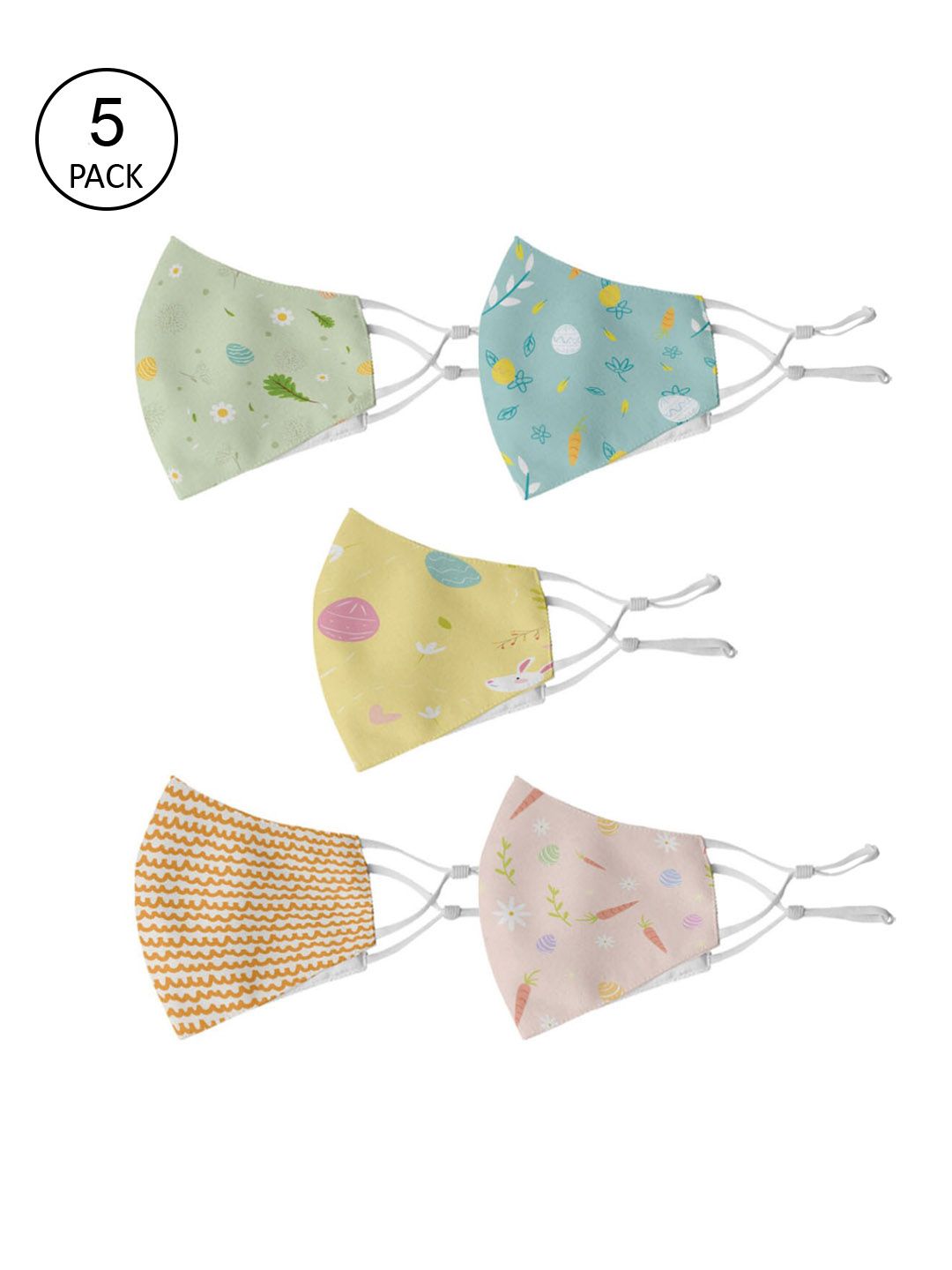 Crazy Corner Pack Of 5 Pastel Green & Pink Printed Reusable Outdoor Cloth Masks Price in India