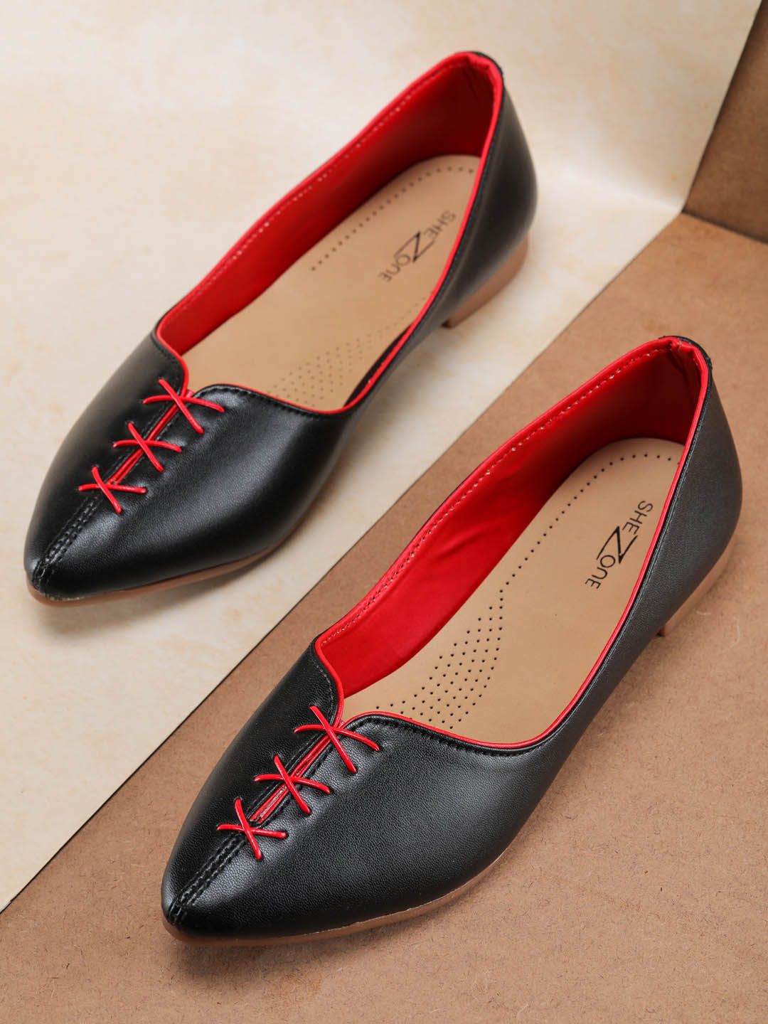 Shezone Women Black Ballerinas Flats Price in India