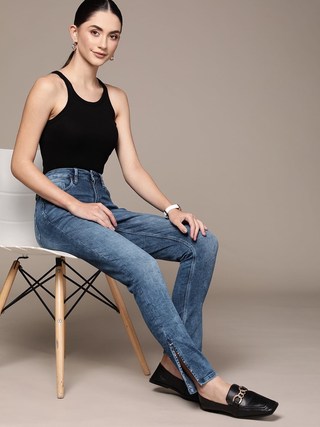bebe Women Blue  Super Skinny Fit High-Rise Light Fade Stretchable Jeans Price in India