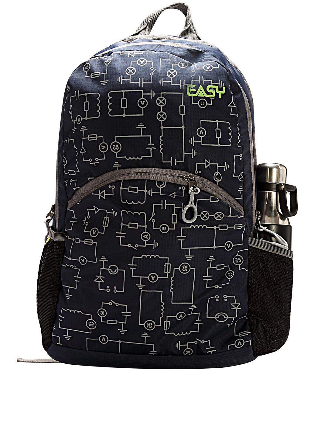 EASY Unisex Navy Blue & White Graphic Backpack Price in India