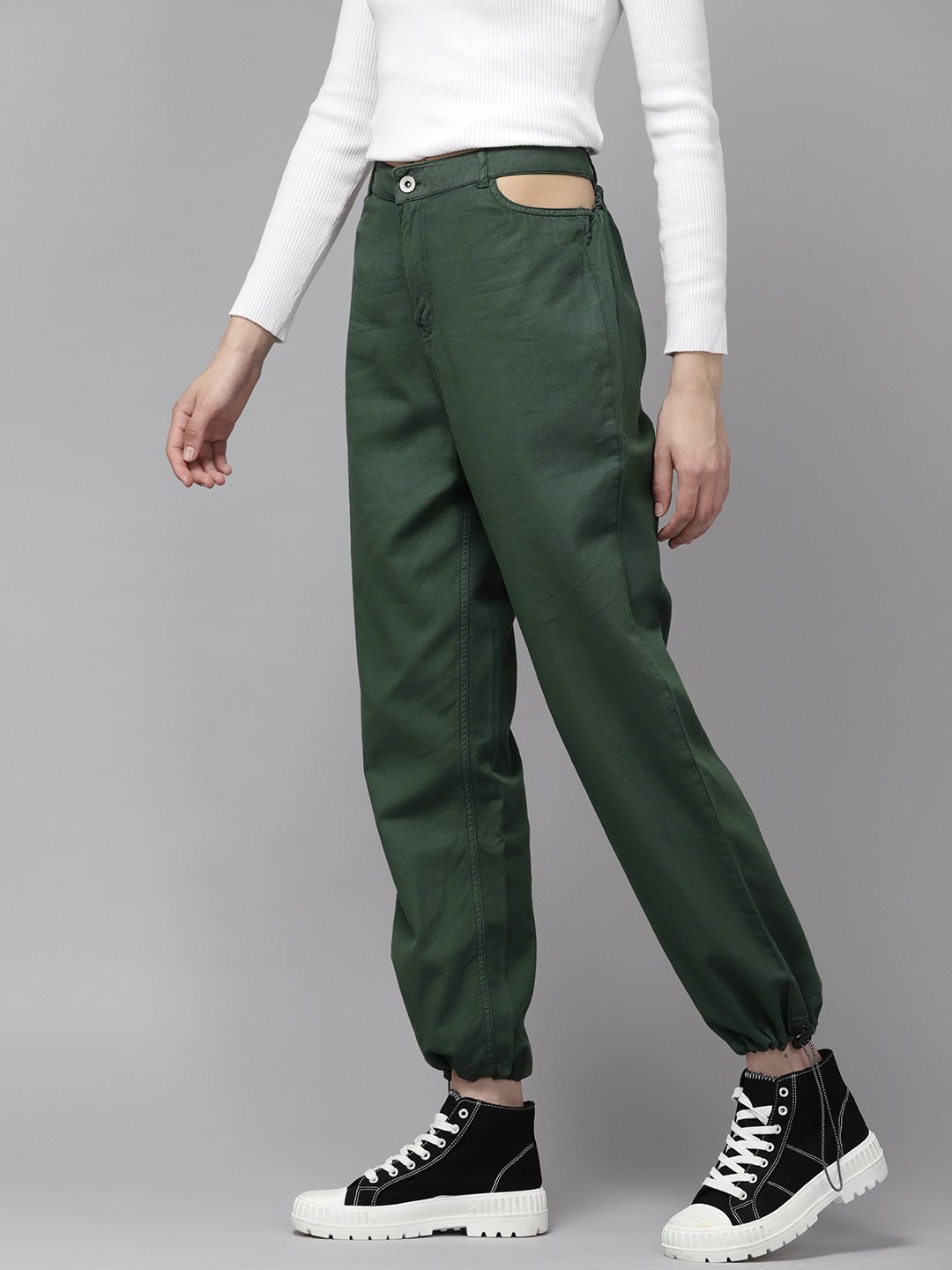 The Roadster Lifestyle Co. Women Pure Cotton Cut-Out Detail Joggers Price in India