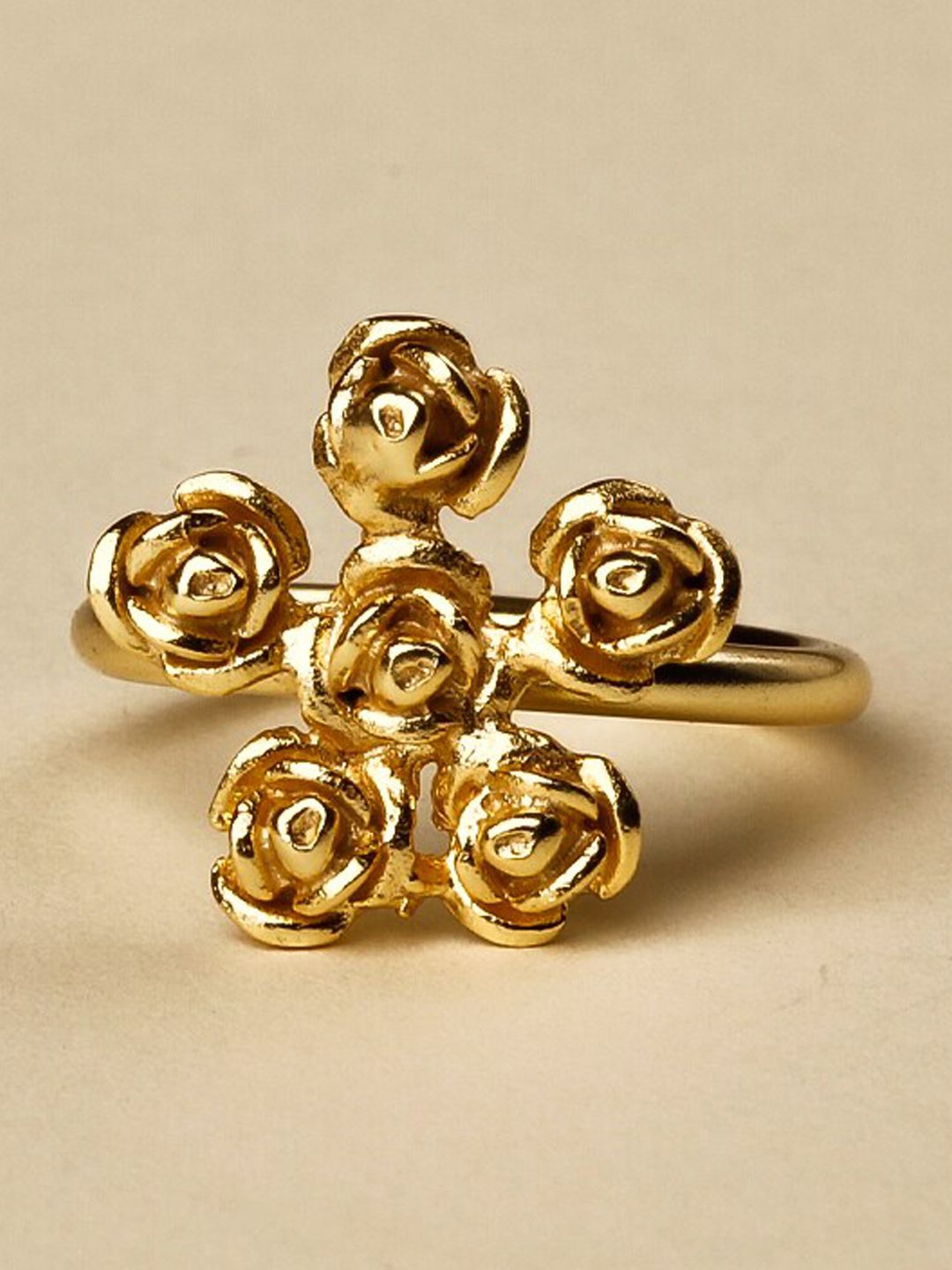 STILSKII Gold-Plated Floral Statement Ring Price in India