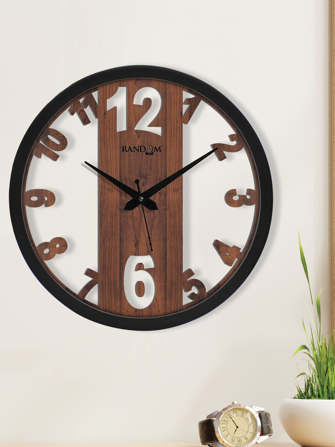 RANDOM Coffee Brown Contemporary 30 cm Analogue Wall Clock Price in India