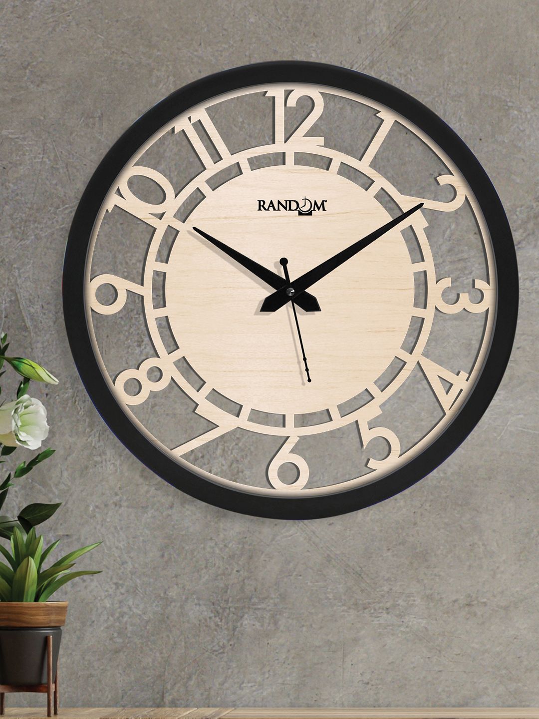 RANDOM Cream-Coloured & Black 12 Inch Analogue Wall Clock Price in India