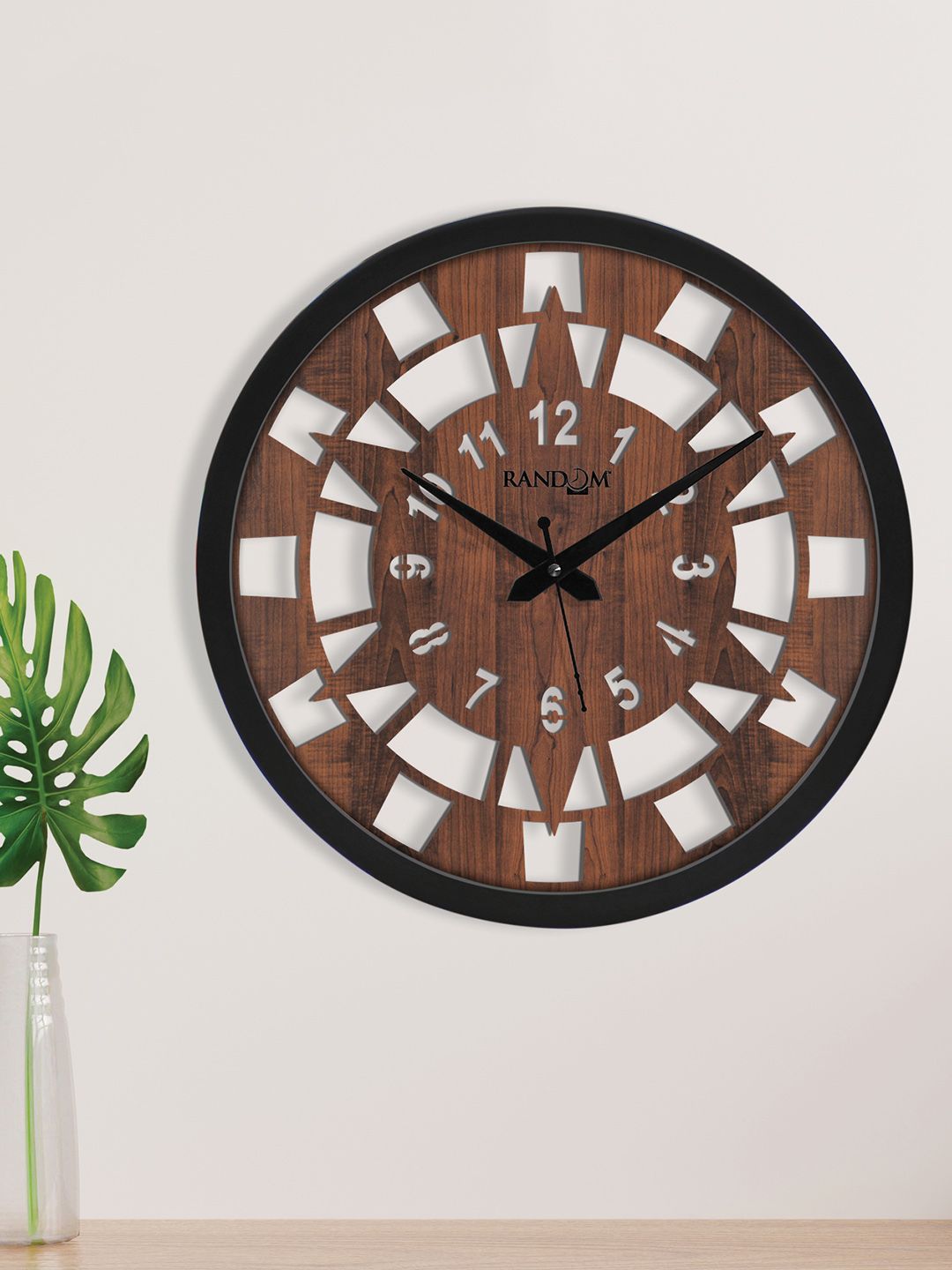 RANDOM Coffee Brown & Black Contemporary Wall Clock Price in India